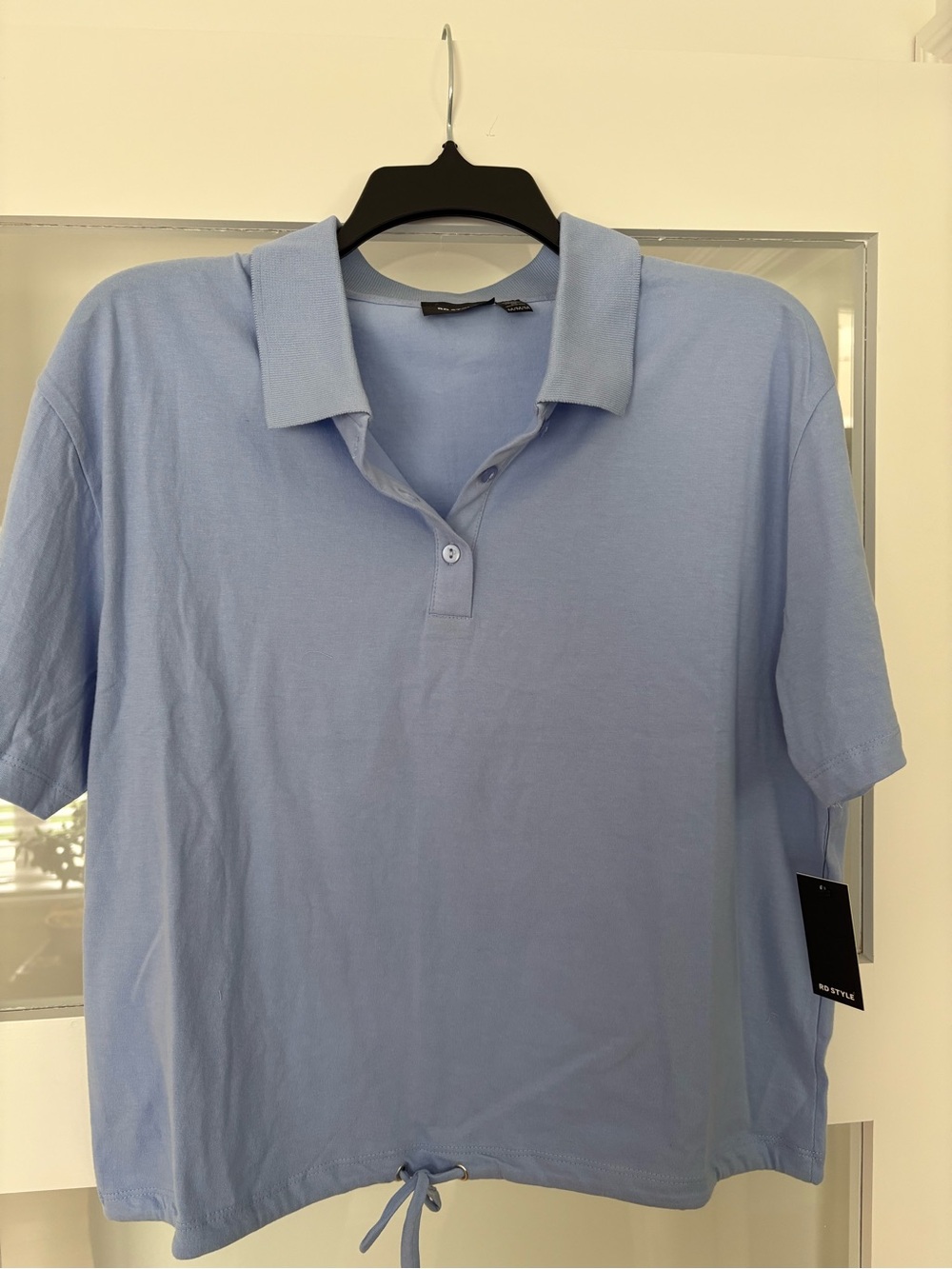 RD Style Light Blue Ladies Polo with Drawstring Hem